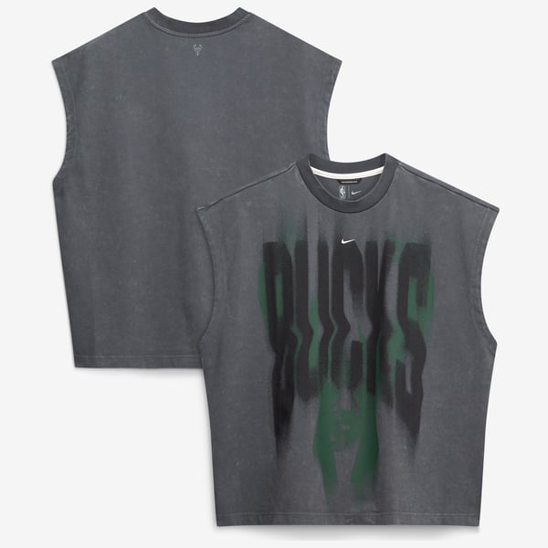 Milwaukee Bucks Nike 2026 Standard Issue Pre-Game Sleeveless Top - Charcoal