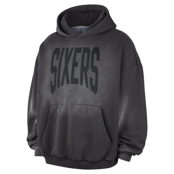 Толстовка Philadelphia 76ers Nike Charcoal 2026/27 Standard Issue Travel Washed Fleece