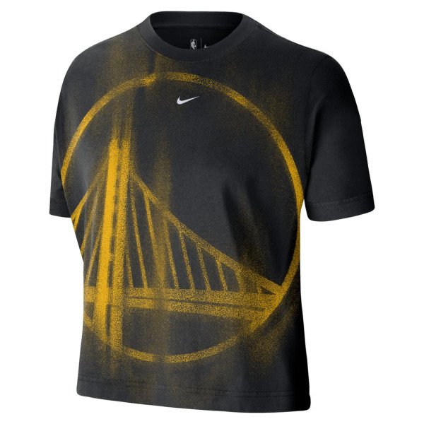 Женская футболка Golden State Warriors Nike 2026 Standard Issue Practice Icon Boxy Cropped - Black