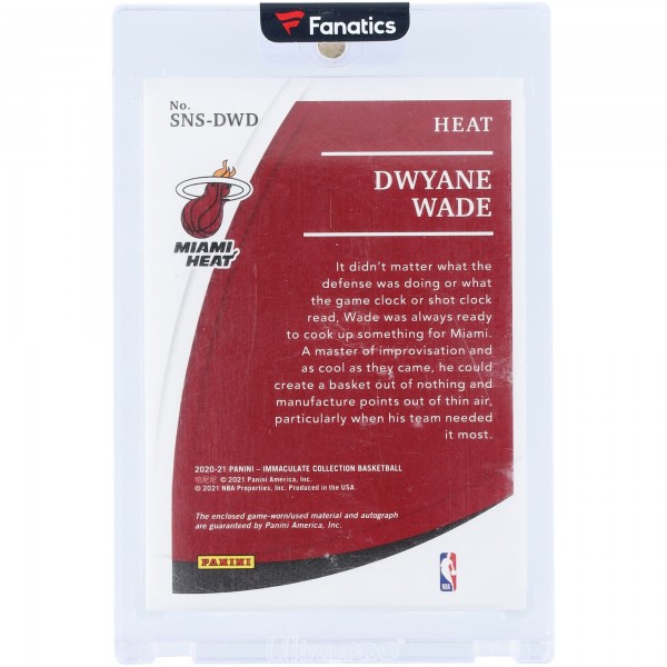 Dwyane Wade Miami Heat Autographed 2020-21 Panini Immaculate Collection Game-Used Sneaker Relic #SNS-DWD #14/25 Card