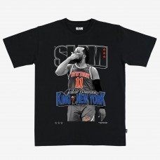 Unisex New York Knicks Jalen Brunson Black SLAM Cover T-Shirt