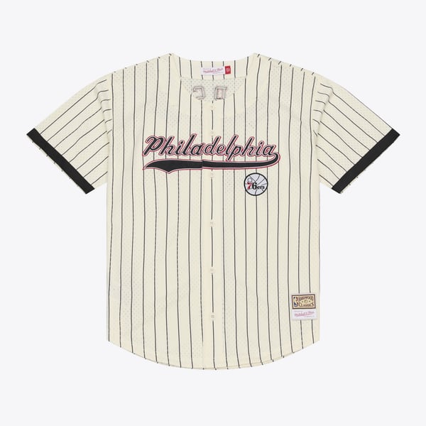 Джерси Philadelphia 76ers Allen Iverson Mitchell & Ness Cream Mesh Button-Front