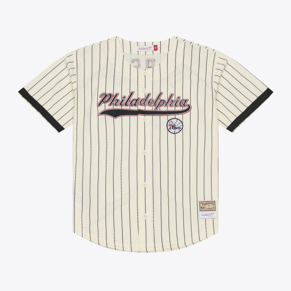 Джерси Philadelphia 76ers Allen Iverson Mitchell & Ness Cream Mesh Button-Front