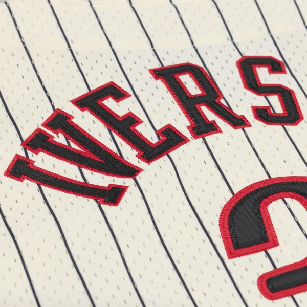 Джерси Philadelphia 76ers Allen Iverson Mitchell & Ness Cream Mesh Button-Front