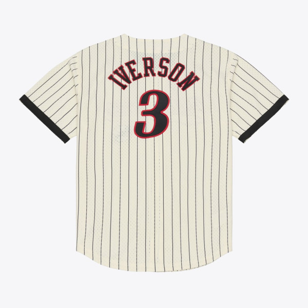 Джерси Philadelphia 76ers Allen Iverson Mitchell & Ness Cream Mesh Button-Front