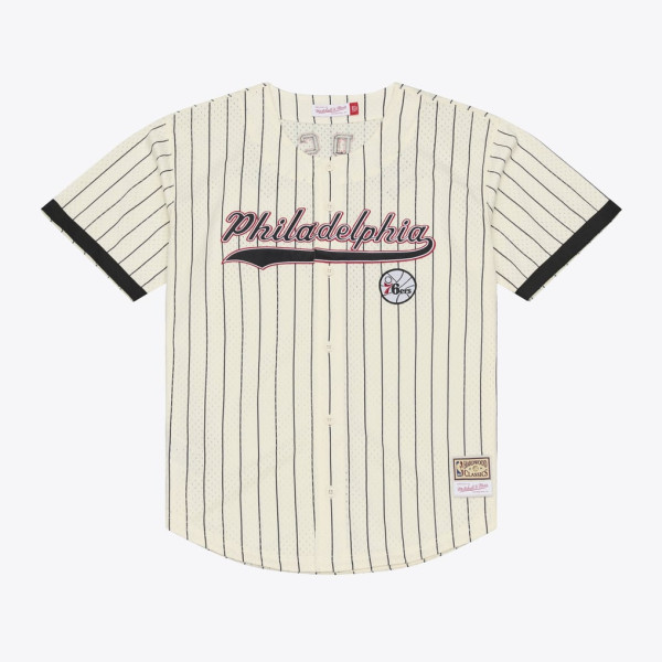 Джерси Philadelphia 76ers Allen Iverson Mitchell & Ness Cream Mesh Button-Front