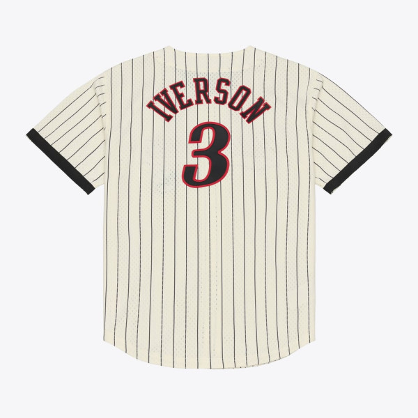 Джерси Philadelphia 76ers Allen Iverson Mitchell & Ness Cream Mesh Button-Front