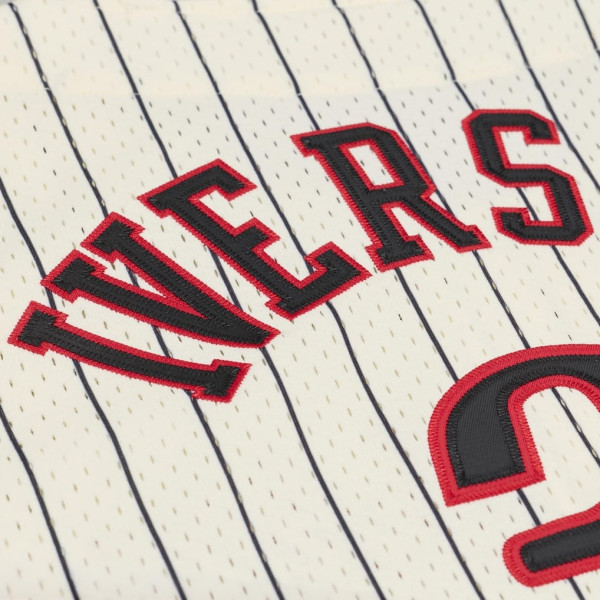 Джерси Philadelphia 76ers Allen Iverson Mitchell & Ness Cream Mesh Button-Front