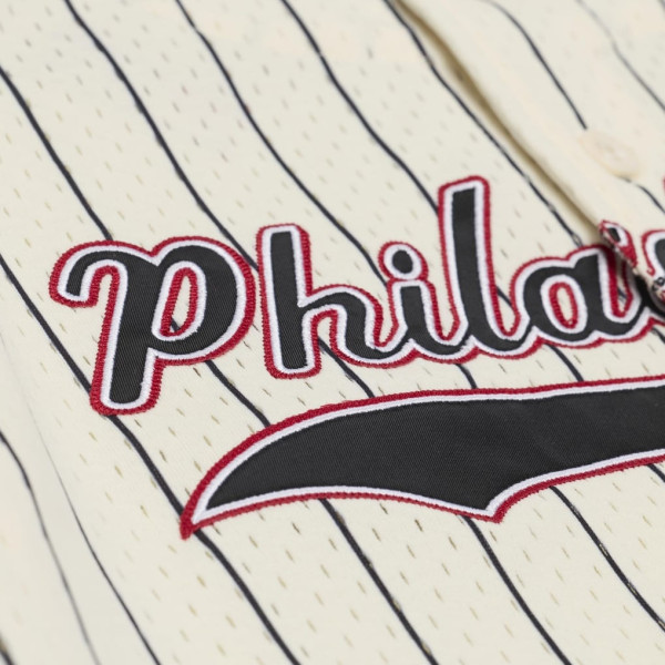 Джерси Philadelphia 76ers Allen Iverson Mitchell & Ness Cream Mesh Button-Front