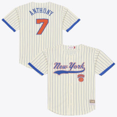 Джерси Carmelo Anthony New York Knicks Mitchell & Ness Hardwood Classics Mesh Button-Front - Cream