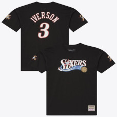 Футболка Philadelphia 76ers Allen Iverson Mitchell & Ness Black Hardwood Classics Name & Number Classic
