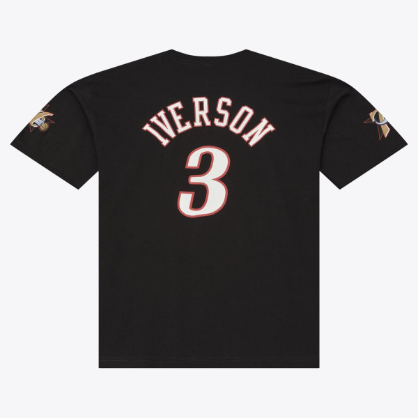Футболка Philadelphia 76ers Allen Iverson Mitchell & Ness Black Hardwood Classics Name & Number Classic