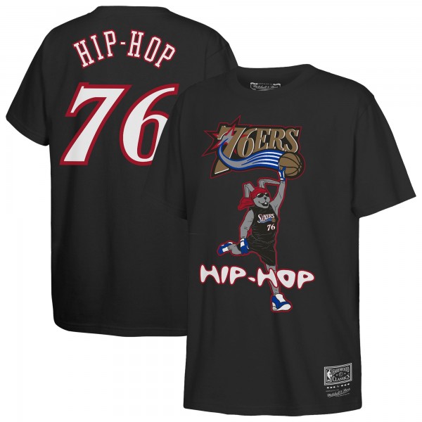 Подростковая Philadelphia 76ers Mitchell & Ness Black Hip Hop T-Shirt