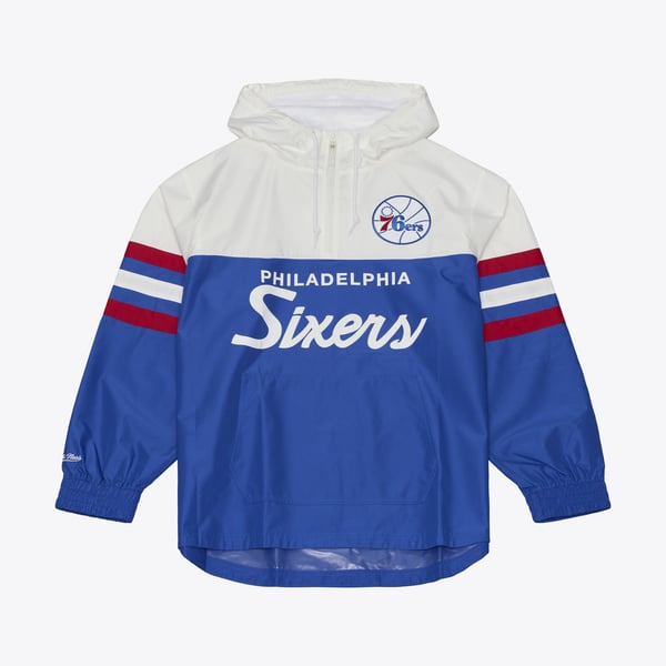 Ветровка Philadelphia 76ers Mitchell & Ness Royal Head Coach Lightweight Anorak Quarter-Zip