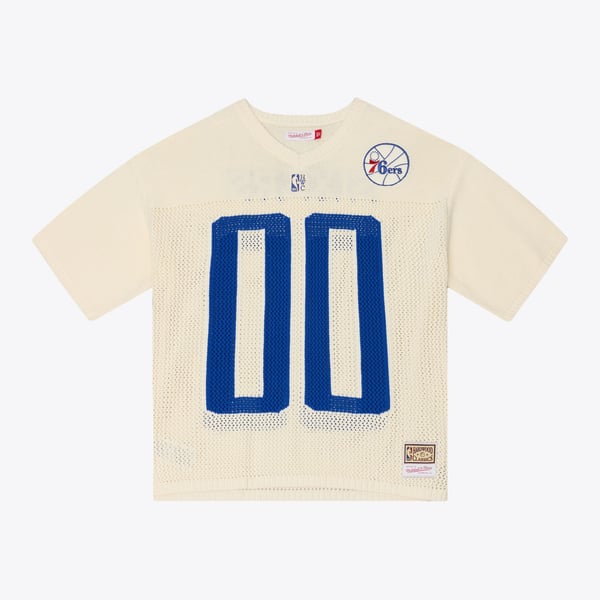 Свитер Philadelphia 76ers Mitchell & Ness Cream Hardwood Classics Retro Roots Short Sleeve Jersey