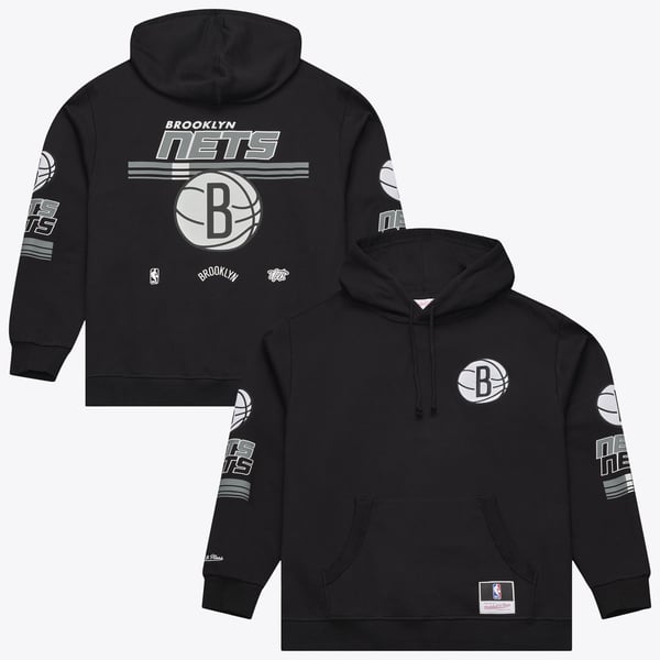 Толстовка Brooklyn Nets Mitchell & Ness Black Triple Check Fleece