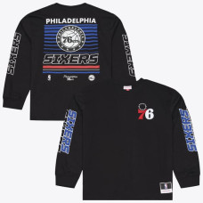 Футболка с длинным рукавом Philadelphia 76ers Mitchell & Ness Black Triple Check