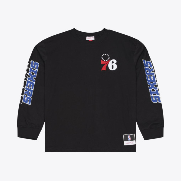 Футболка с длинным рукавом Philadelphia 76ers Mitchell & Ness Black Triple Check
