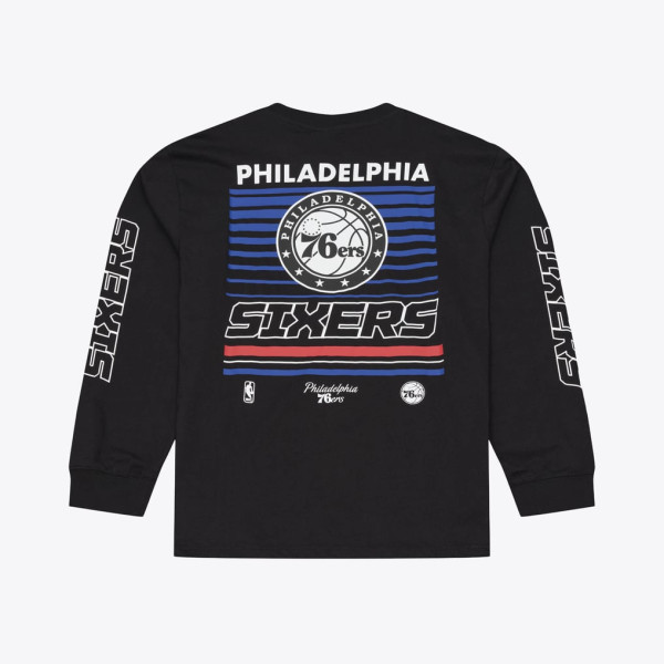 Футболка с длинным рукавом Philadelphia 76ers Mitchell & Ness Black Triple Check