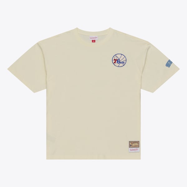Футболка Philadelphia 76ers Mitchell & Ness Oatmeal Heritage Hues Oversized