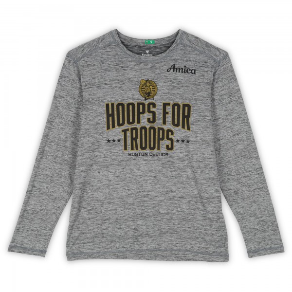 Boston Celtics Fanatics Authentic Team-Issued Gray Hoops For Troops Long Sleeve Shirt from the 2025-26 NBA Season