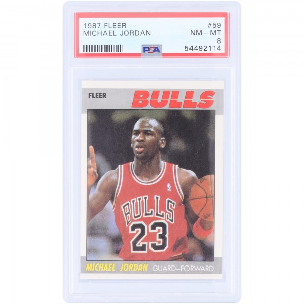 Michael Jordan Chicago Bulls 1987-88 Fleer #59 PSA Authenticated 8 Card