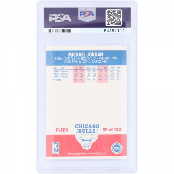 Michael Jordan Chicago Bulls 1987-88 Fleer #59 PSA Authenticated 8 Card