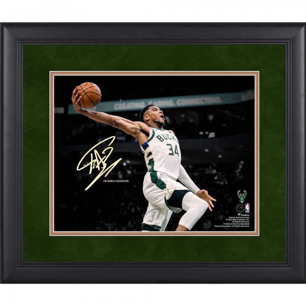 Giannis Antetokounmpo Milwaukee Bucks Facsimile Signature Fanatics Authentic Framed 11 x 14 Spotlight Photograph