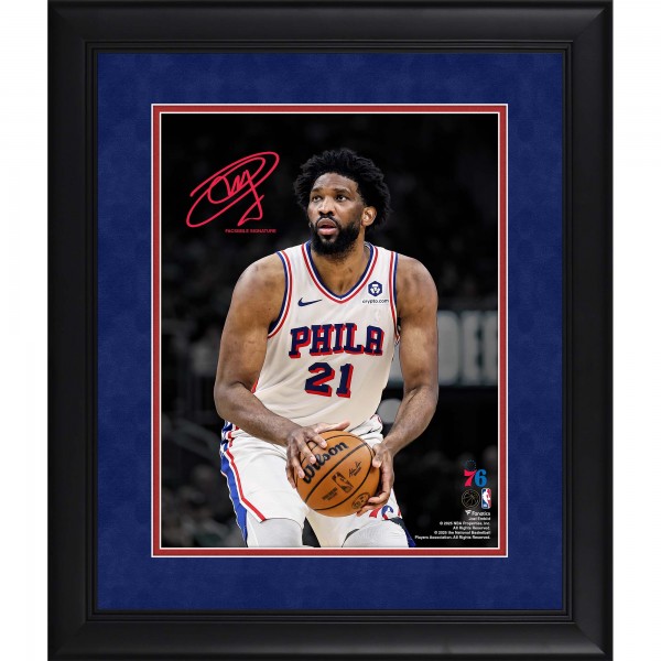 Joel Embiid Philadelphia 76ers Facsimile Signature Fanatics Authentic Framed 11 x 14 Spotlight Photograph