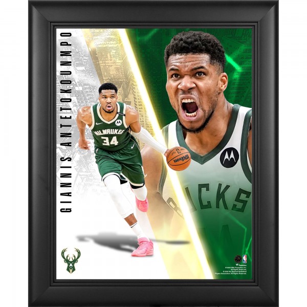 Giannis Antetokounmpo Milwaukee Bucks Fanatics Authentic Framed 13 x 16 Radiance Collage