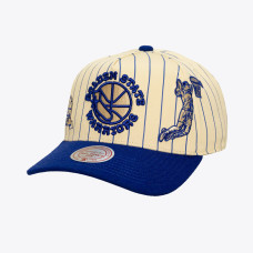 Бейсболка Golden State Warriors Mitchell & Ness Cream Hardwood Classics Retro Roots Stripe Pro