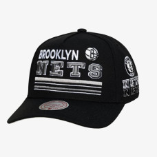 Бейсболка Brooklyn Nets Mitchell & Ness Black Triple Check Pro