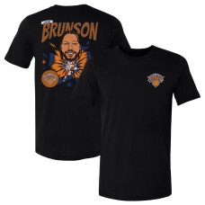 New York Knicks Jalen Brunson 500 Level Black Caricature T-Shirt