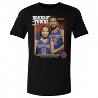 New York Knicks Jalen Brunson, Karl-Anthony Towns 500 Level Black Stepbrothers T-Shirt
