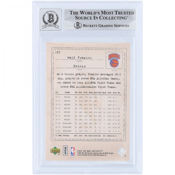 Walt Frazier New York Knicks Autographed 2007-08 Upper Deck Artifacts Legendary Legacies #197 #/999 Beckett Fanatics Witnessed Authenticated 9/10 Card