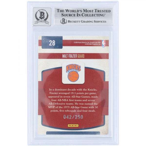 Walt Frazier New York Knicks Autographed 2009-10 Panini Classics Classic Greats Silver #28 #/250 Beckett Fanatics Witnessed Authenticated 10 Card