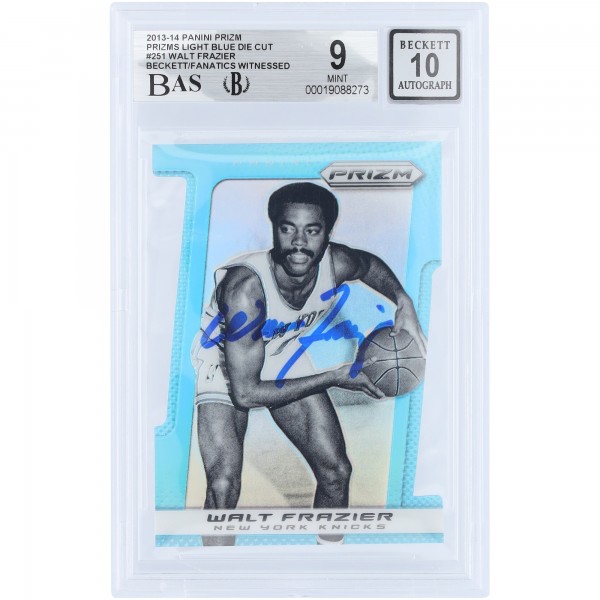 Walt Frazier New York Knicks Autographed 2013-14 Panini Prizm Light Blue Die Cut #251 #/199 Beckett Fanatics Witnessed Authenticated 9/10 Card