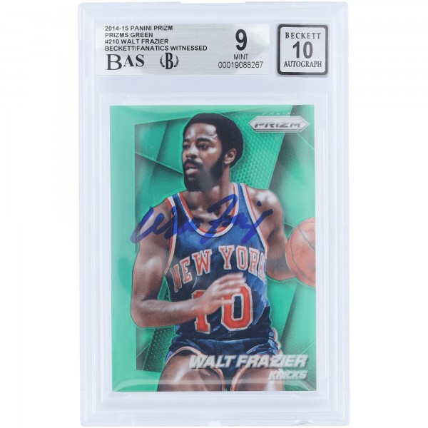 Walt Frazier New York Knicks Autographed 2014-15 Panini Prizm Green #210 Beckett Fanatics Witnessed Authenticated 9/10 Card