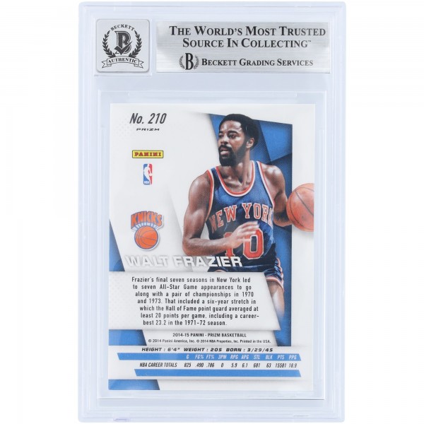 Walt Frazier New York Knicks Autographed 2014-15 Panini Prizm Green #210 Beckett Fanatics Witnessed Authenticated 9/10 Card
