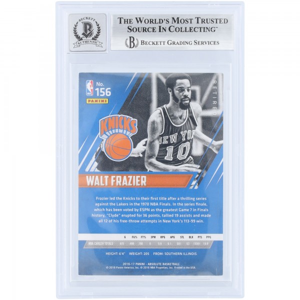 Walt Frazier New York Knicks Autographed 2016-17 Panini Absolute Memorabilia #156 #/999 Beckett Fanatics Witnessed Authenticated 10 Card