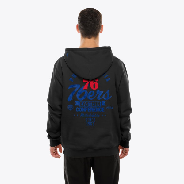 Толстовка Philadelphia 76ers New Era Black Front and Back Graphic