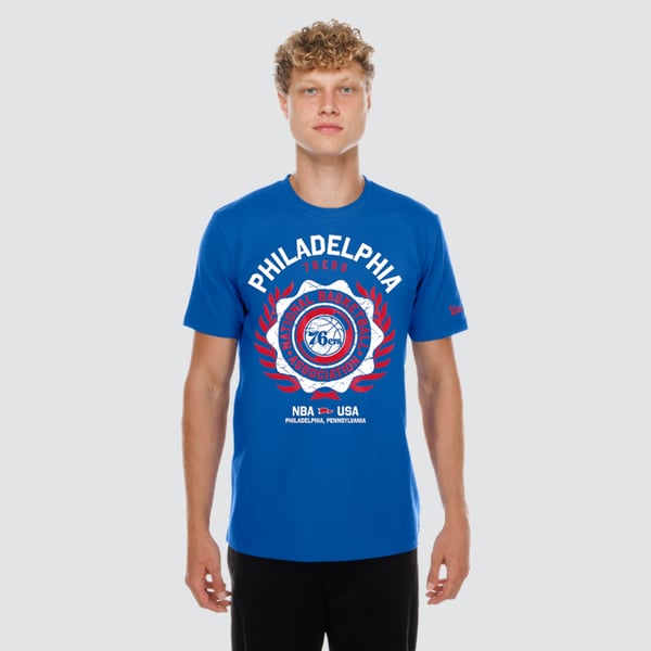 Футболка Philadelphia 76ers New Era Royal Laurel Crest Flocking