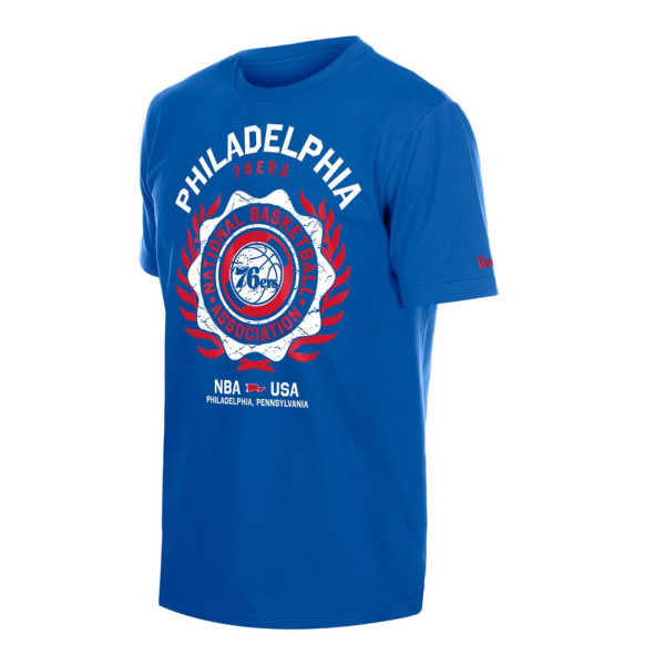 Футболка Philadelphia 76ers New Era Royal Laurel Crest Flocking
