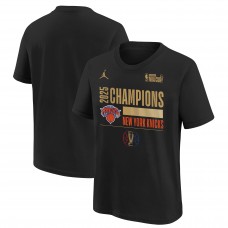 Подростковая New York Knicks Jordan Brand Black 2025 NBA Cup Champions Locker Room T-Shirt
