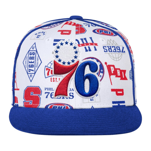 Детская бейсболка Philadelphia 76ers Outerstuff White Piped Up
