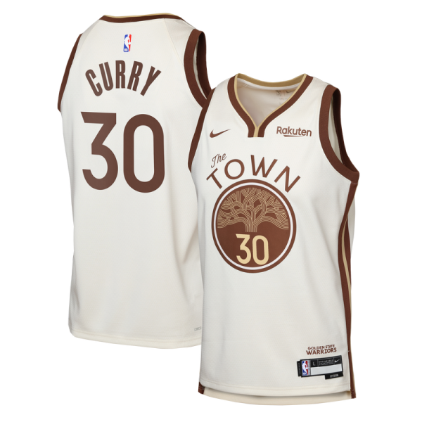 Детская джерси Golden State Warriors Stephen Curry Nike Tan Swingman Finished Badge - City Edition