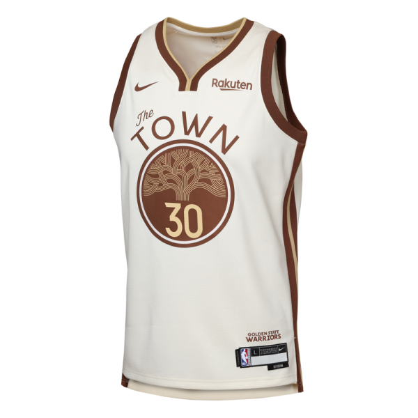 Детская джерси Golden State Warriors Stephen Curry Nike Tan Swingman Finished Badge - City Edition