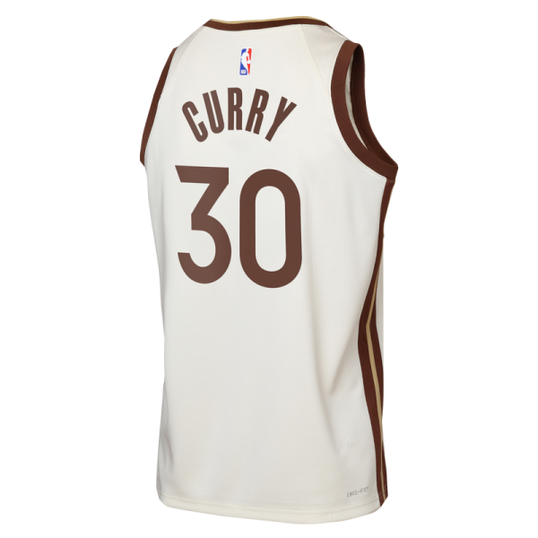 Детская джерси Golden State Warriors Stephen Curry Nike Tan Swingman Finished Badge - City Edition