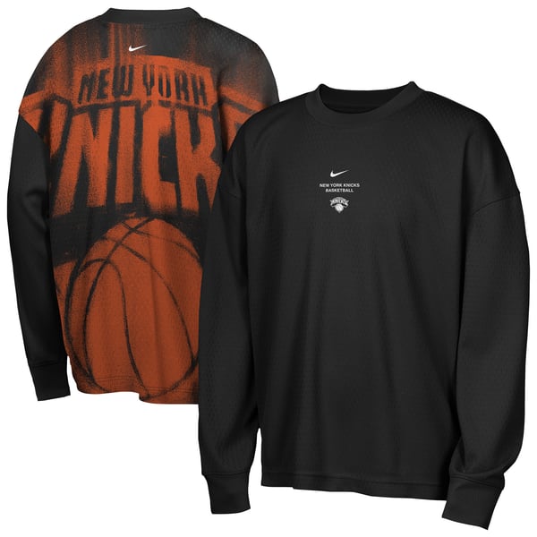 Детская футболка с длинным рукавом New York Knicks Nike 2026 Standard Issue Pre-Game Performance - Black