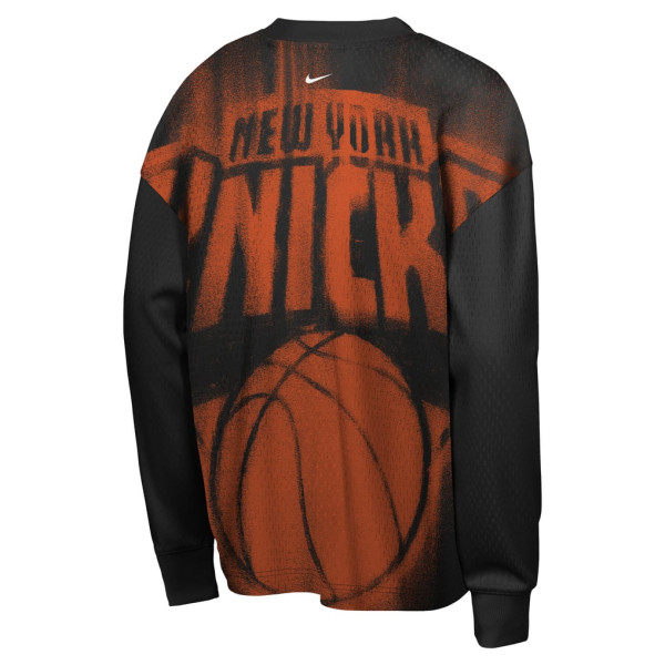 Детская футболка с длинным рукавом New York Knicks Nike 2026 Standard Issue Pre-Game Performance - Black